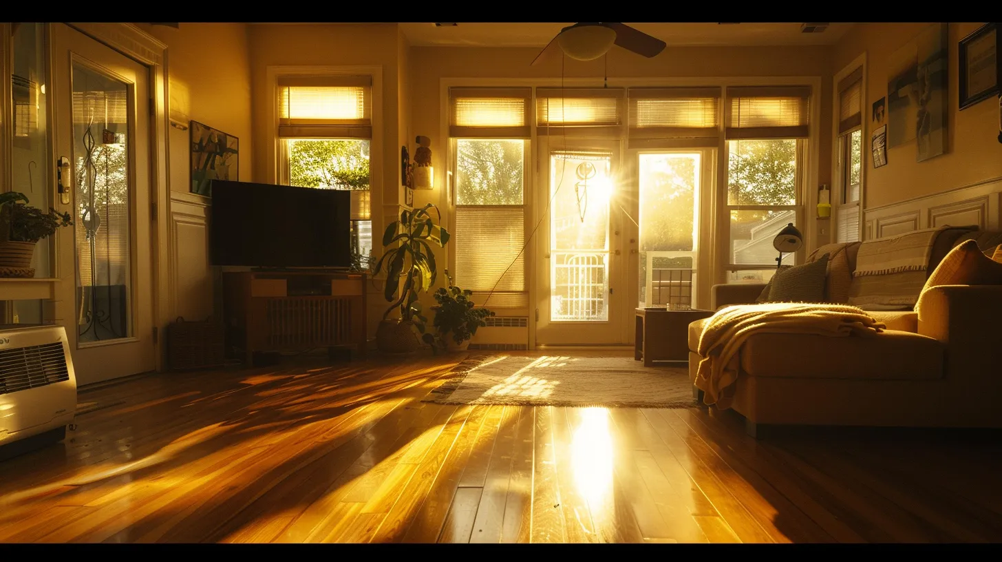 a cozy new jersey home is bathed in warm, golden light, showcasing a serene interior with efficient hvac systems working quietly in the background, symbolizing comfort and optimal air quality.