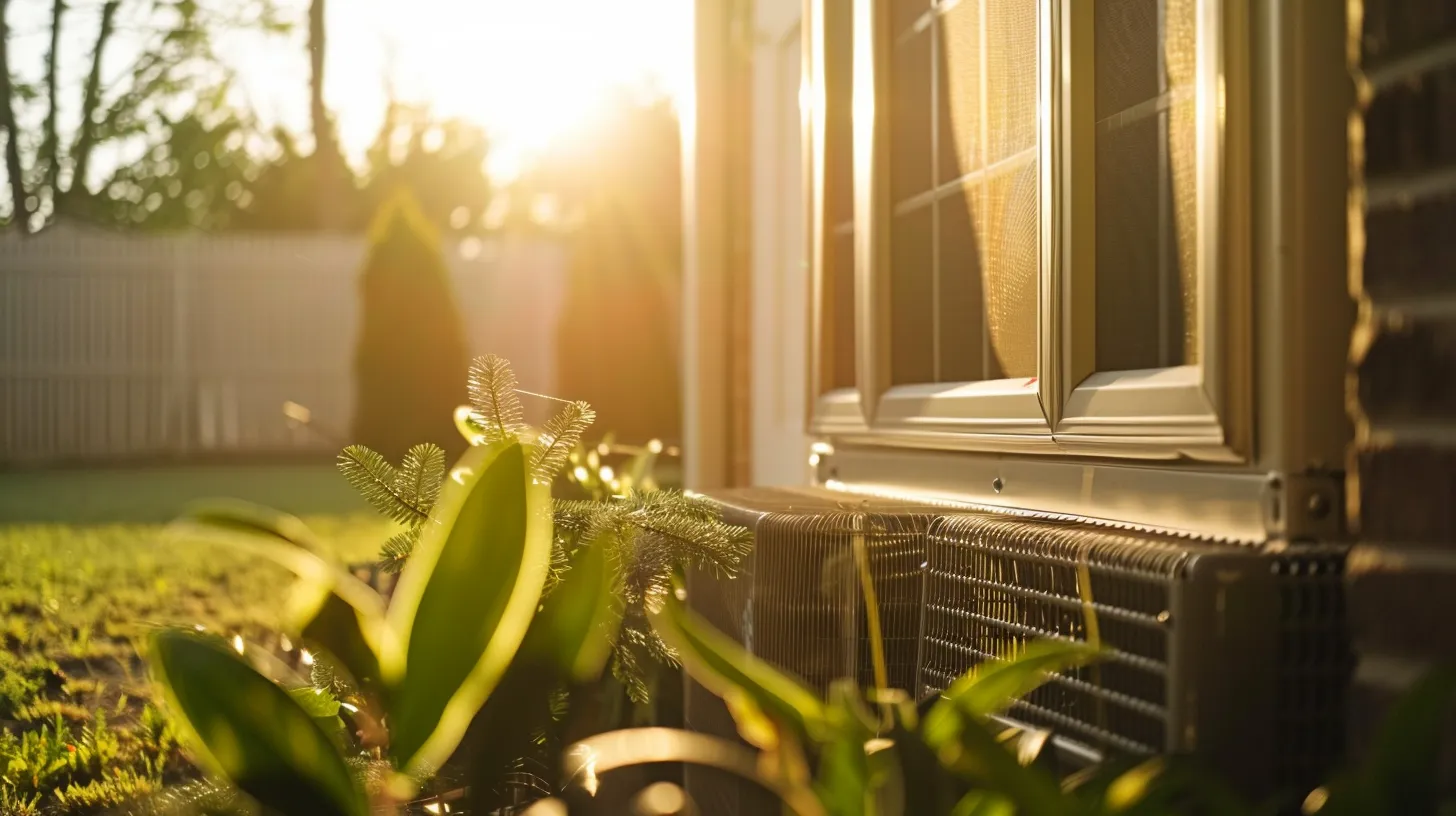 a gleaming, energy-efficient hvac unit sits prominently in a sunlit, well-maintained new jersey home, symbolizing the importance of regular maintenance for optimal climate control and cost savings.