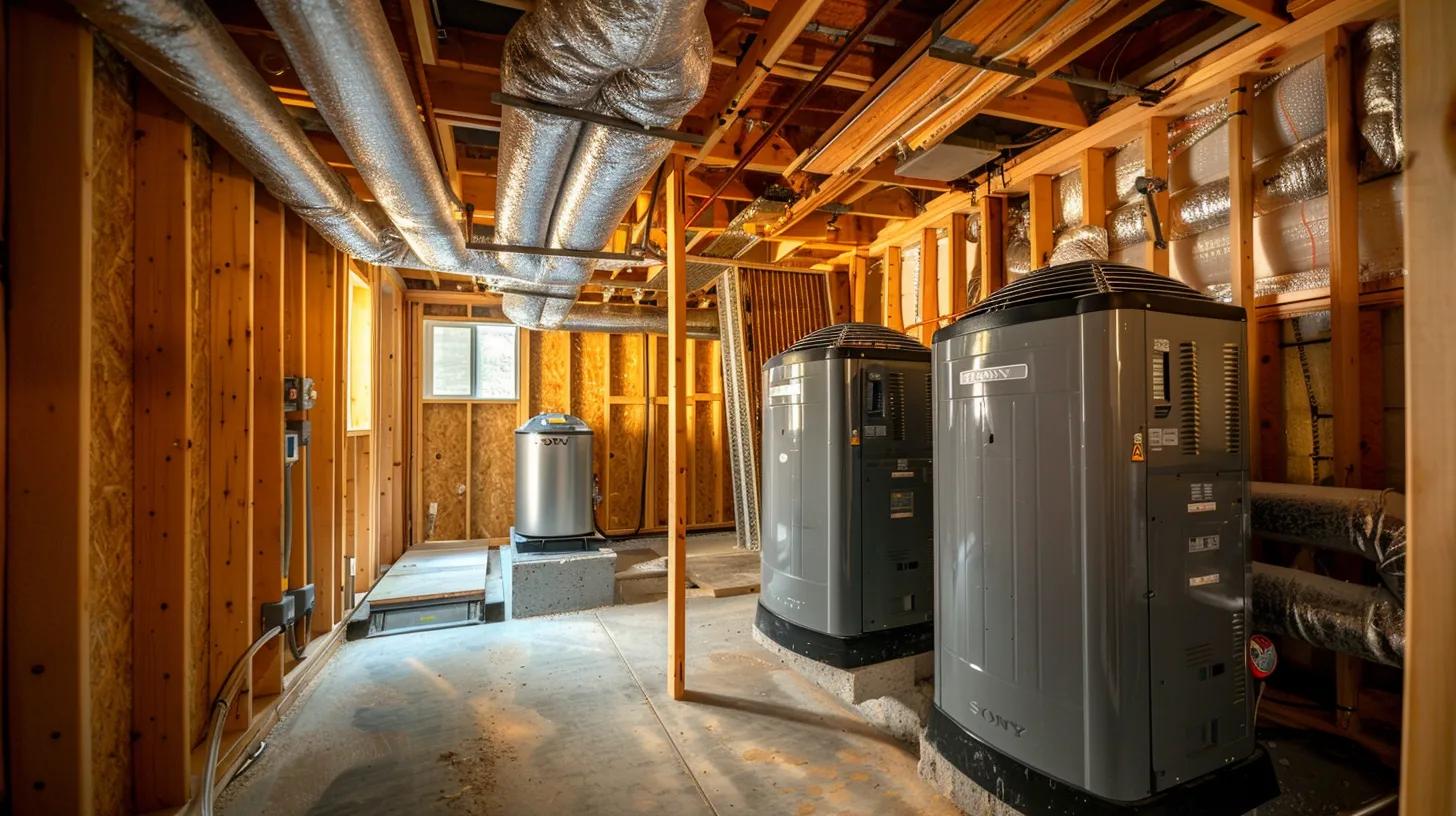 a meticulously arranged hvac installation in a modern monroe, nj home showcases sleek trane and carrier units along with expertly sealed ductwork, all under warm ambient lighting that highlights the efficiency and precision of a professional setup. a meticulously arranged hvac installation in a modern monroe, nj home showcases sleek trane and carrier units along with expertly sealed ductwork, all under warm ambient lighting that highlights the efficiency and precision of a professional setup.