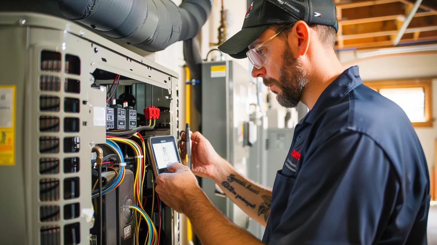 a professional hvac technician expertly analyzes a sleek, modern control panel in a well-lit marlboro, nj home, showcasing state-of-the-art equipment and advanced automation systems while reflecting a strong commitment to reliability and service excellence. a professional hvac technician expertly analyzes a sleek, modern control panel in a well-lit marlboro, nj home, showcasing state-of-the-art equipment and advanced automation systems while reflecting a strong commitment to reliability and service excellence.