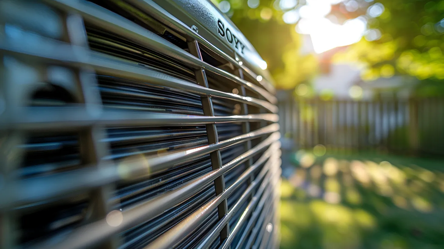 a sleek, modern air conditioning unit stands poised against the backdrop of a sunny new jersey home, emphasizing the importance of efficient hvac systems in enhancing comfort and energy savings.