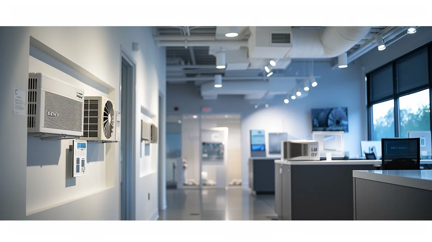a sleek, modern hvac installation office in east brunswick, nj, featuring a detailed display of trane systems and air duct samples, illuminated by bright, clear lighting that emphasizes the importance of efficient hvac maintenance and service. a sleek, modern hvac installation office in east brunswick, nj, featuring a detailed display of trane systems and air duct samples, illuminated by bright, clear lighting that emphasizes the importance of efficient hvac maintenance and service.