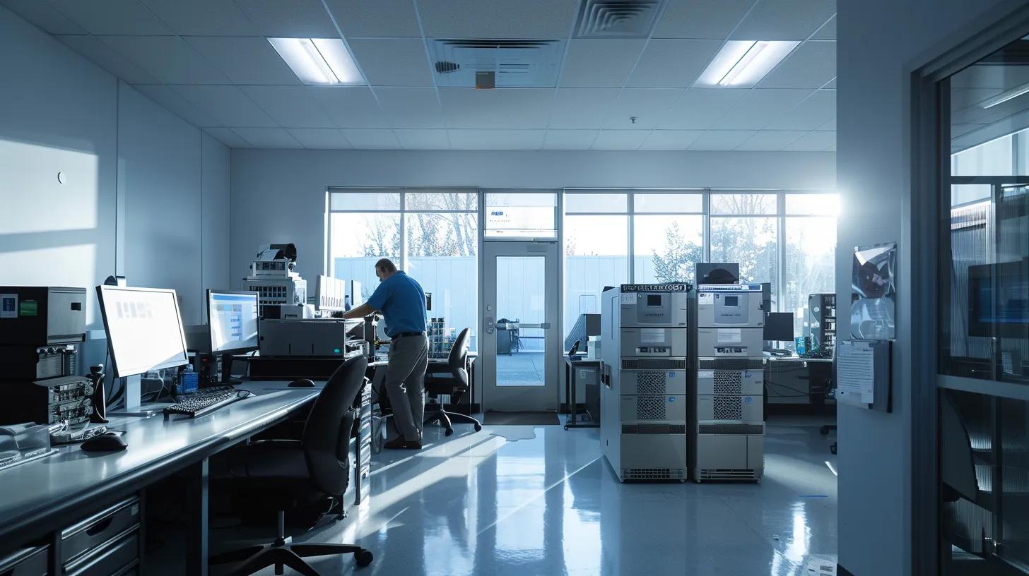a sleek, modern hvac service office bathed in bright artificial light showcases a technician analyzing high-tech equipment, symbolizing the urgency and efficiency of 24/7 emergency heating and cooling services in marlboro, nj. a sleek, modern hvac service office bathed in bright artificial light showcases a technician analyzing high-tech equipment, symbolizing the urgency and efficiency of 24/7 emergency heating and cooling services in marlboro, nj.