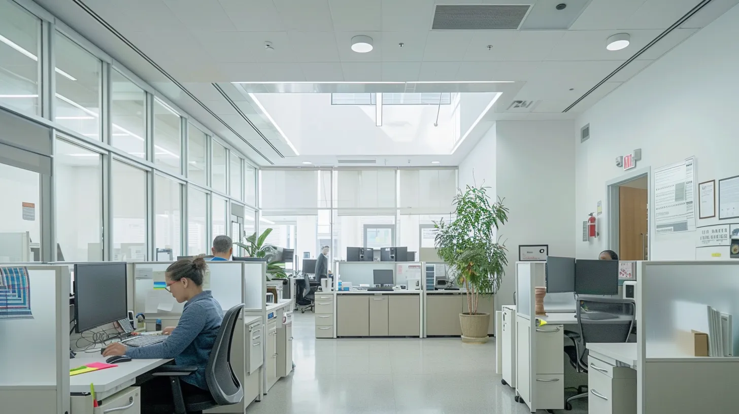 a sleek, modern hvac service office bustling with technicians consulting over technical diagrams and advanced tools, embodying expertise and reliability in heating and cooling solutions for new jersey homes. a sleek, modern hvac service office bustling with technicians consulting over technical diagrams and advanced tools, embodying expertise and reliability in heating and cooling solutions for new jersey homes.