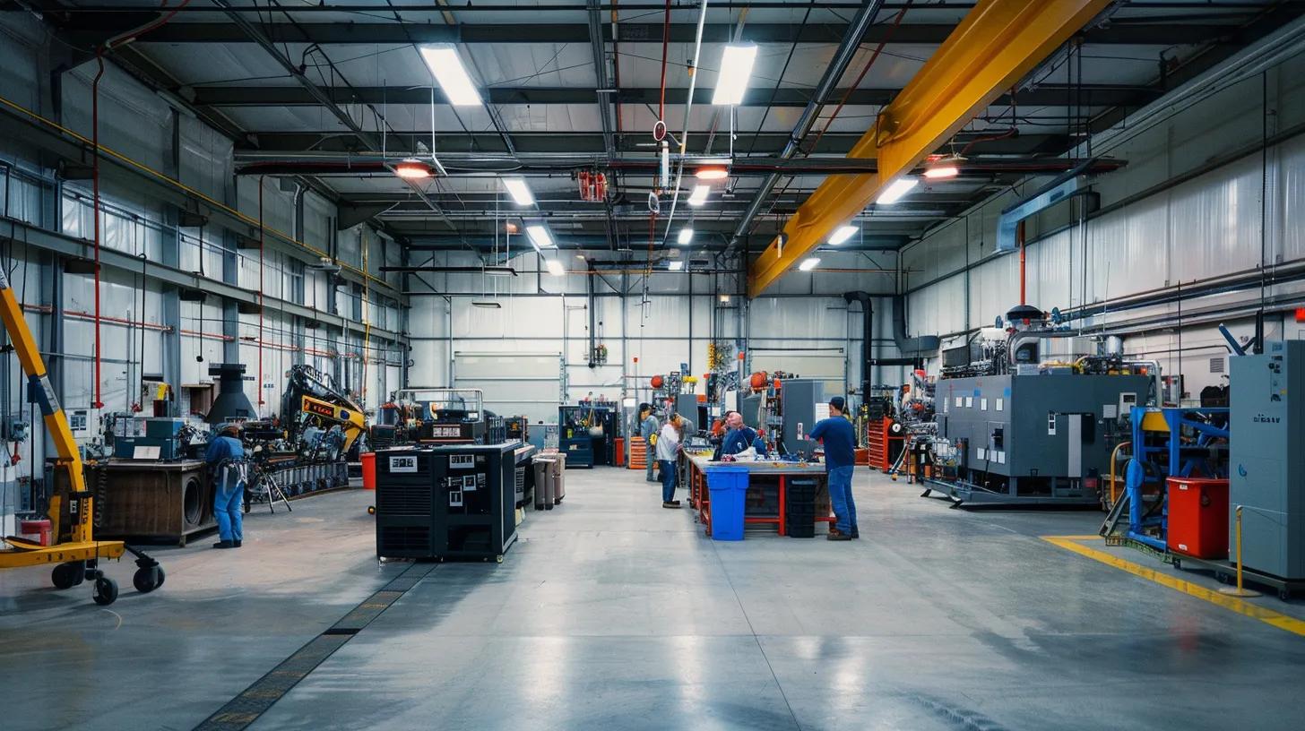 a busy old bridge hvac repair shop showcases technicians collaborating over advanced equipment, illuminated by bright overhead lights that emphasize their focused expertise and commitment to community service.