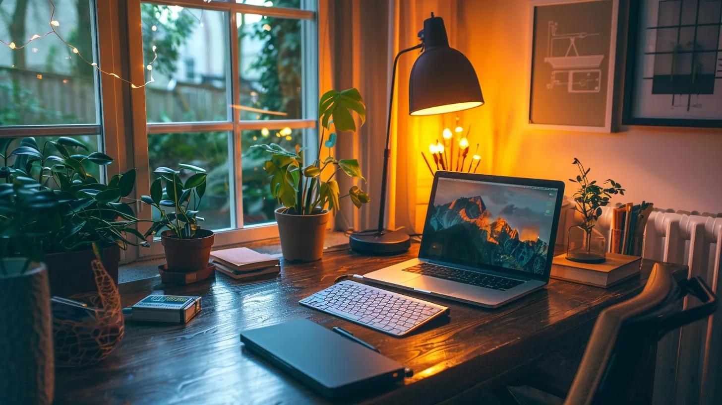 a well-organized home office in sayreville, nj, features a sleek desk with a laptop open next to an hvac maintenance checklist, illuminated by warm, focused lighting, emphasizing the importance of timely hvac repairs and seasonal planning.