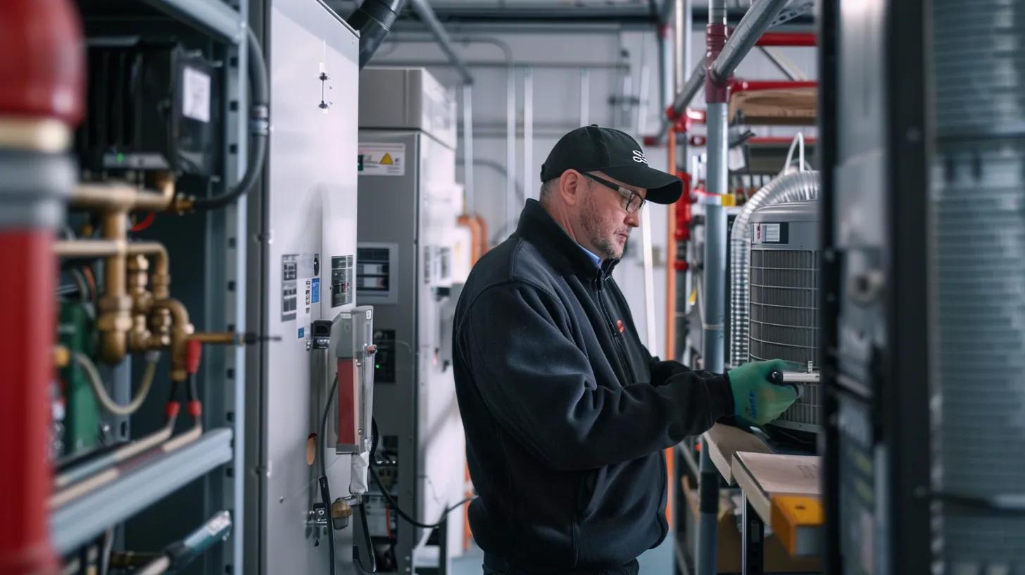 a sleek, modern hvac service office in old bridge, nj, showcasing a friendly technician examining a high-tech heat pump display while surrounded by neatly organized tools and equipment, emphasizing a commitment to efficient residential hvac repair services. a sleek, modern hvac service office in old bridge, nj, showcasing a friendly technician examining a high-tech heat pump display while surrounded by neatly organized tools and equipment, emphasizing a commitment to efficient residential hvac repair services.